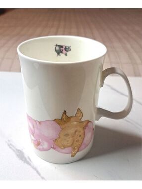 Vintage Dunoon Mud Larks Fine Bone China Mug Playful Pigs by Cherry Denman 3.75"